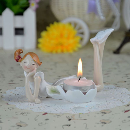 Adornos de ángel de Navidad de resina personalizados con candelabro